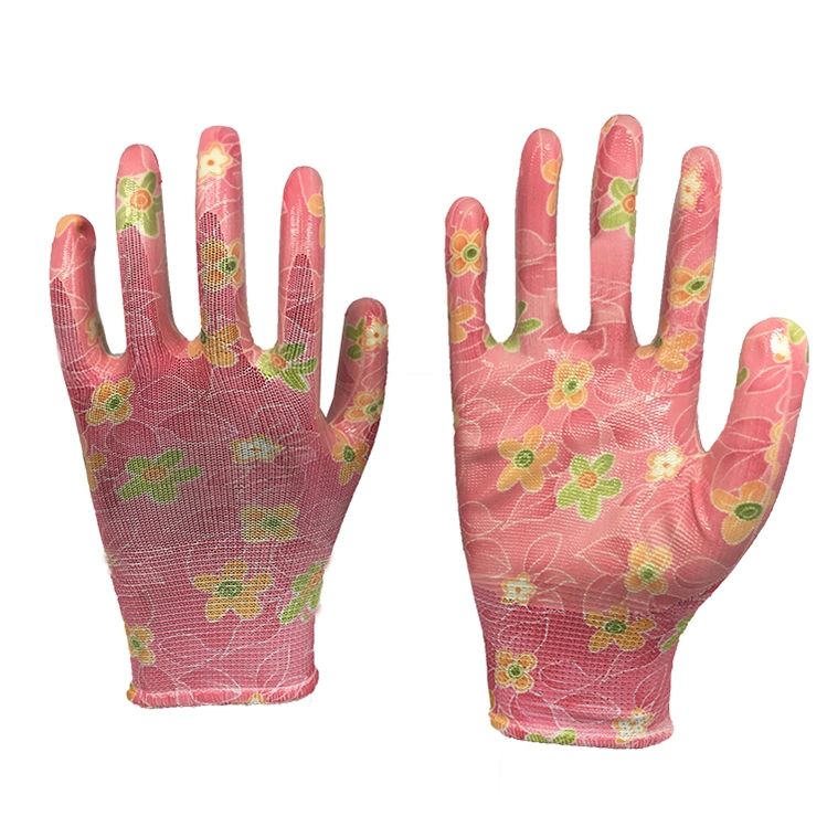 Gloves Garden Line Gardening Gloves Lady′ S Nitrile Coated Garden Gloves Factory Supply