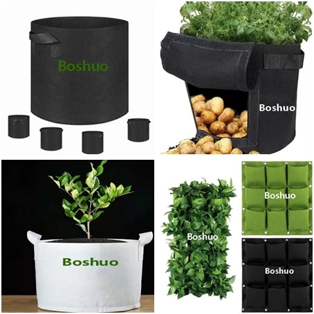 1 2 3 4 5 7 10 15 20 25 Gallon Plastic Nonwoven Geotextile Felt Fabric Garden Planter Flower Potato Greenhouse Planting Grow Plant Drainage Nursery Seedling Pot